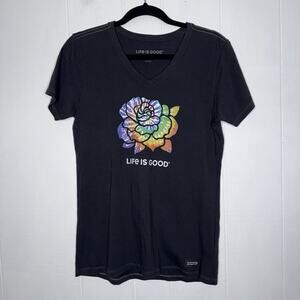 Life Is Good Women’s Crusher Tee V Neck Rose Gray Size Small
